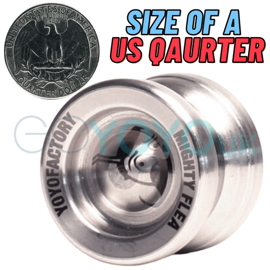 Shop here and buy the Yoyo Factory Mighty Flea unresponsive stainless steel yoyo from GoYoyoUK the UK’s professional and beginner online yoyo shop supplying the world’s best yoyo brands.